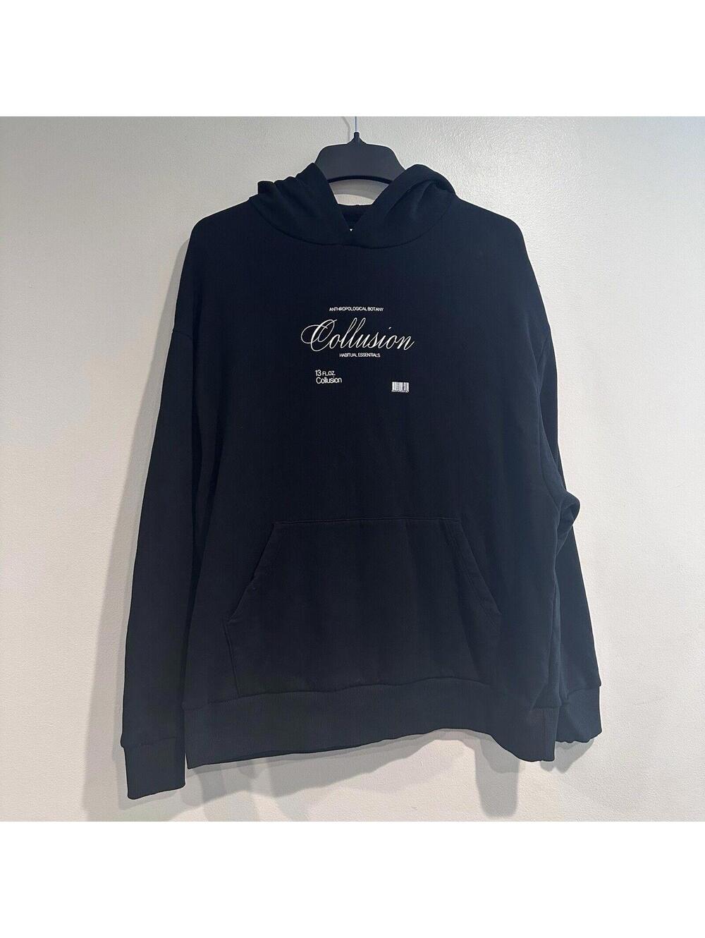 COLLUSION Logo Unisex Hoodie in Black - Size Large Out Of Stock EUC